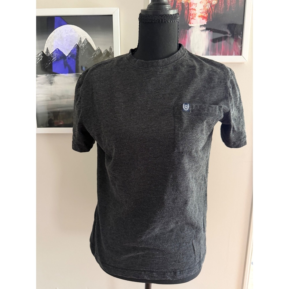 Chaps Mens Seacoast Wash Pocket T-Shirt Charcoal Gray Heather Crew Neck Small